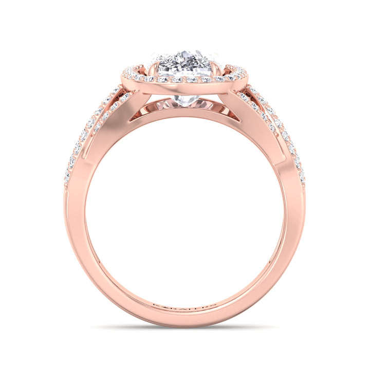 Anemone-Elongated Cushion Cut Lab-Grown Rose Gold Diamond Ring, Profile