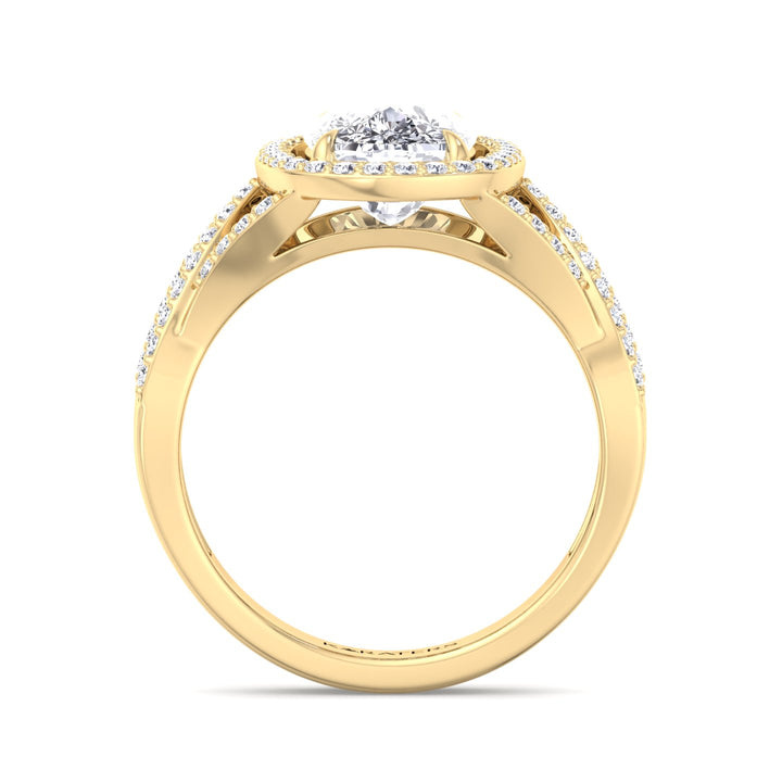 Anemone - Elongated Cushion Cut Lab-Grown Yellow Gold Diamond Engagement Ring, Profile