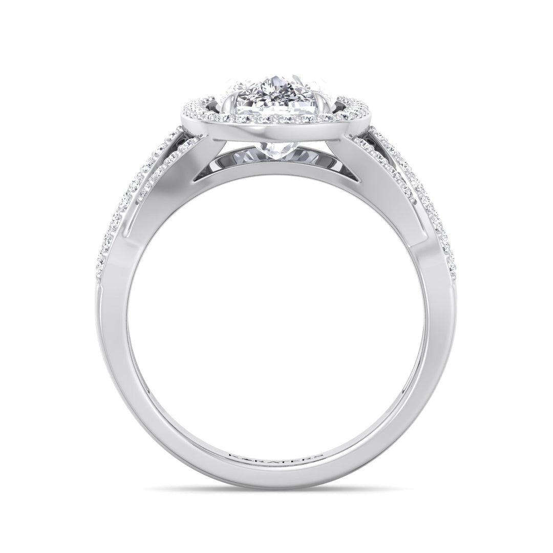 Anemone - Elongated Cushion Cut Lab White Gold Diamond Ring, Profile