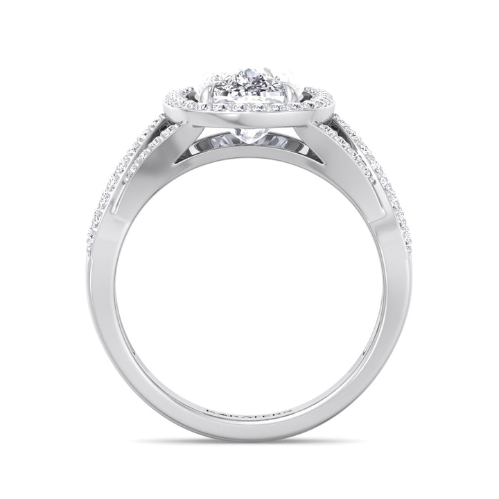 Anemone - Elongated Cushion Cut Lab White Gold Diamond Ring, Profile