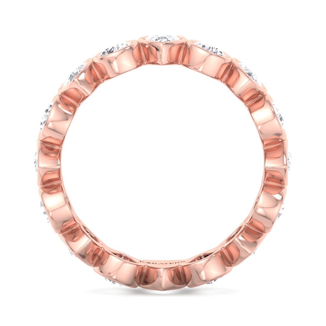 Bedford-Bezel Set Pear Lab Rose Gold Diamond Eternity Band, Profile