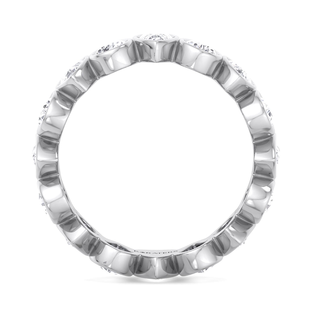 Bedford-Bezel Set Pear Shape Lab White Gold Diamond Eternity Band, Profile