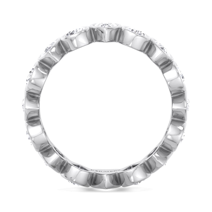 Bedford-Bezel Set Pear Shape Lab White Gold Diamond Eternity Band, Profile