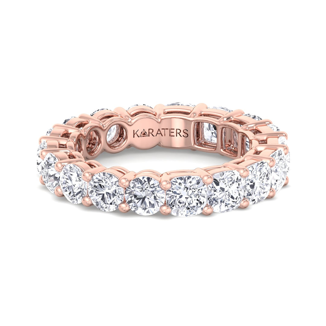 Cáceres-Round and Cushion Lab Rose Gold Diamond Eternity Band, Front