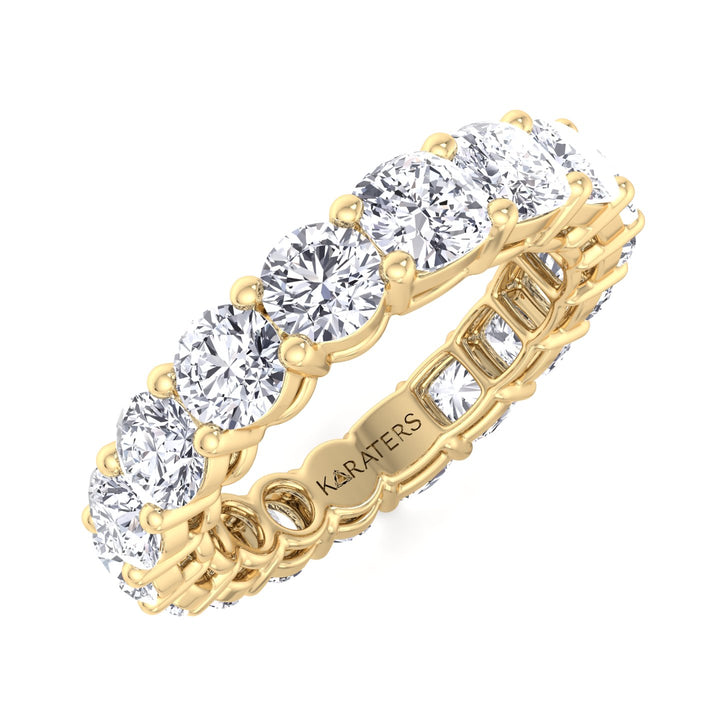 Cáceres -Round and Cushion Lab Yellow Gold Diamond Eternity Band, Profile