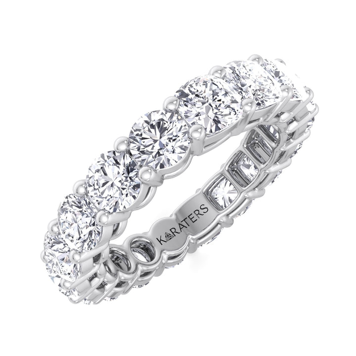 Cáceres - Double Shape-Round and Cushion Lab Diamond Eternity Band, Tilted