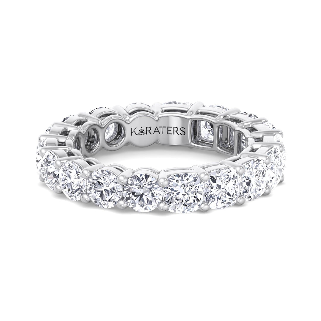 Cáceres - Double Shape-Round and Cushion Lab White Gold Diamond Eternity Band, Front