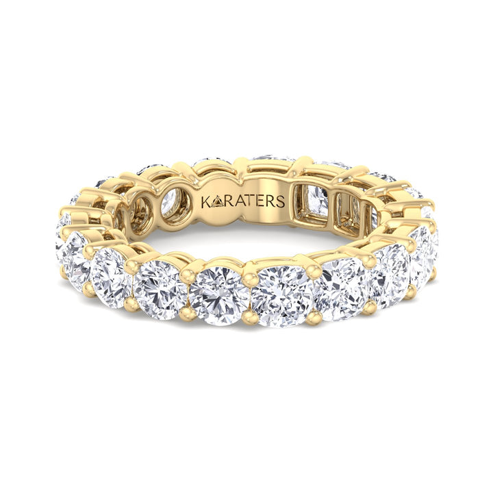Cáceres - Double Shape-Round and Cushion Lab Yellow Gold Diamond Eternity Band, Front