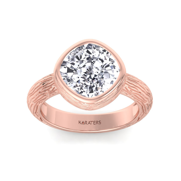 Cushion Cut Solitaire Lab Diamond Ring Rose Gold
