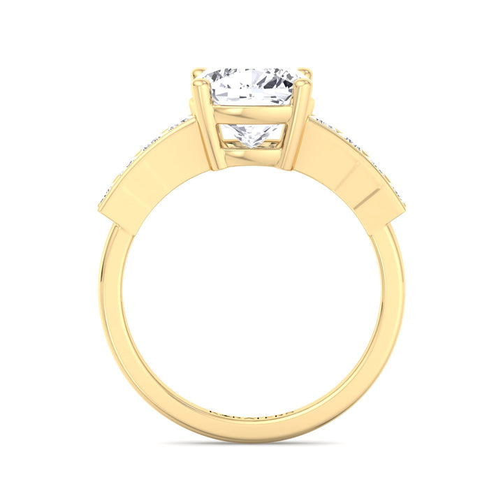 Cushion Lab Diamond Ring Channel Band Yellow