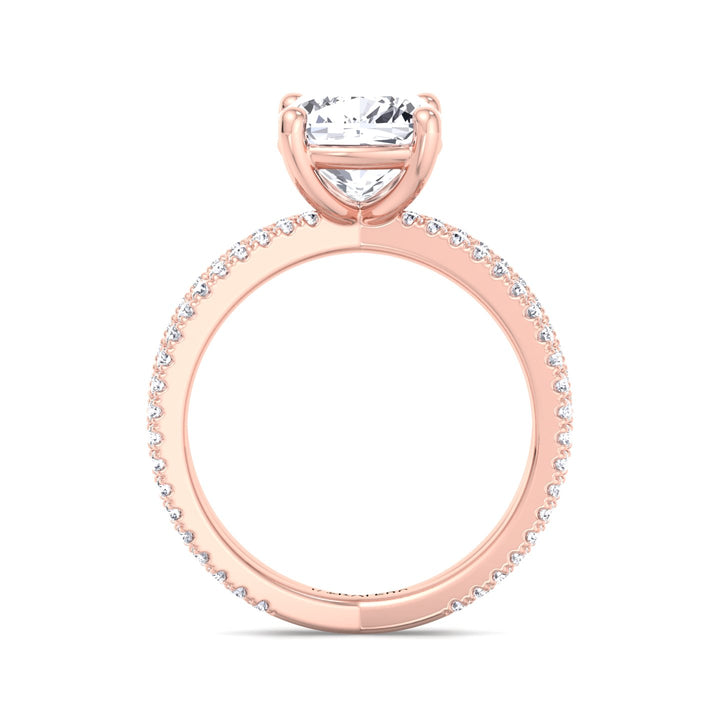 Cushion Lab Diamond Ring Double BAND Rose Gold