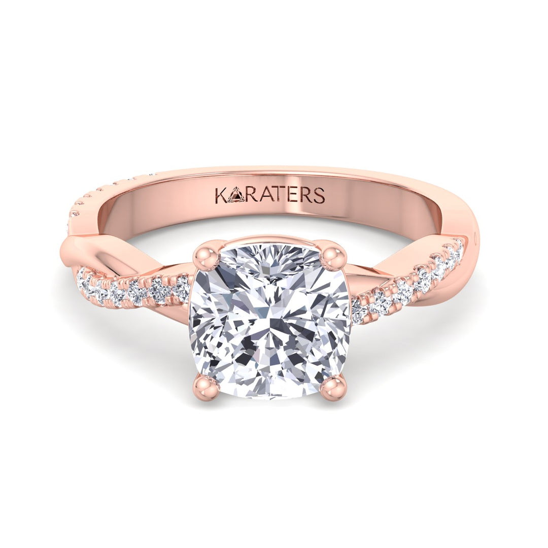 Cushion Lab Diamond Ring Twist & SideStones Rose