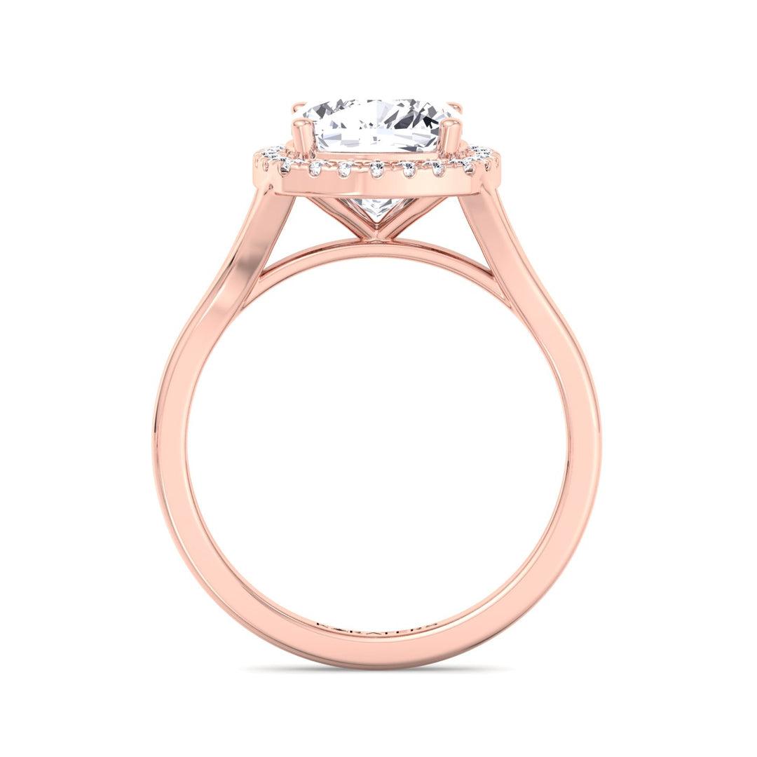 Cushion Lab Diamond Solitaire Ring Halo Rose Gold