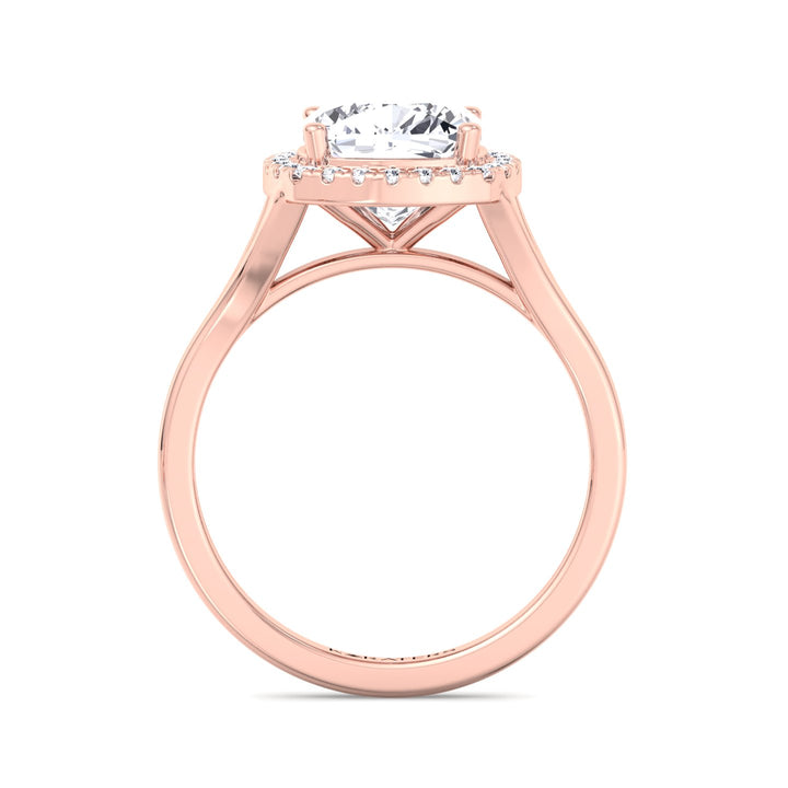 Cushion Lab Diamond Solitaire Ring Halo Rose Gold