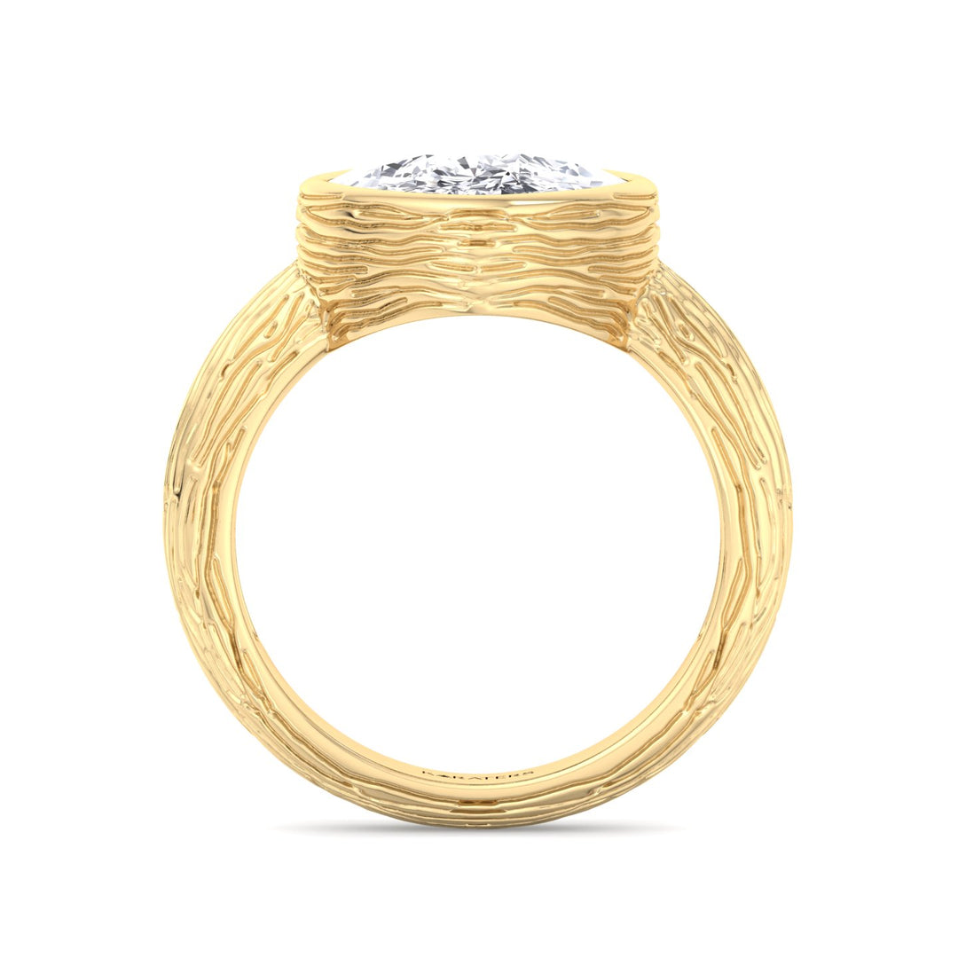 Cushion Solitaire Lab Diamond Ring Yellow Gold