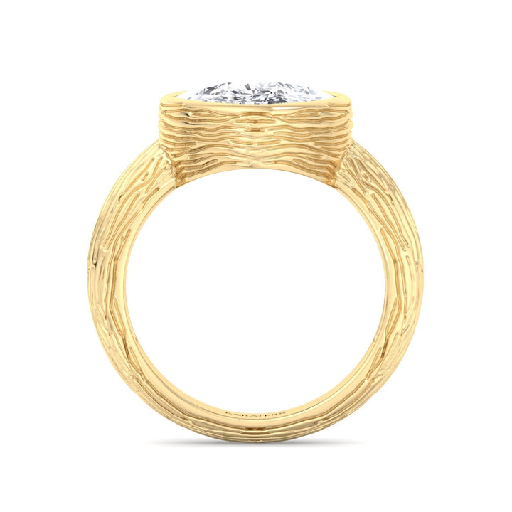 Cushion Solitaire Lab Diamond Ring Yellow Gold