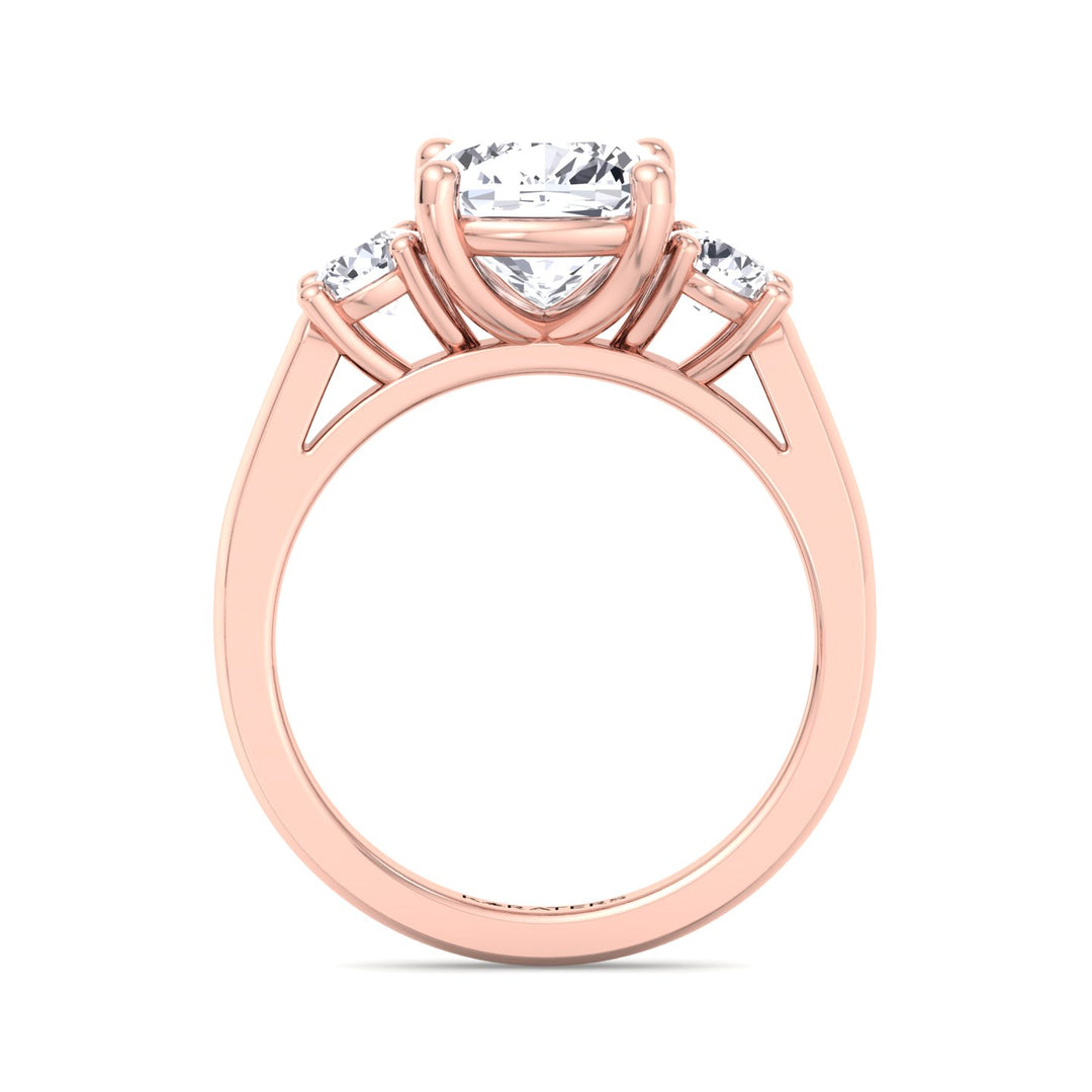Cushion Solitaire Lab Diamond Rose Ring SideStones