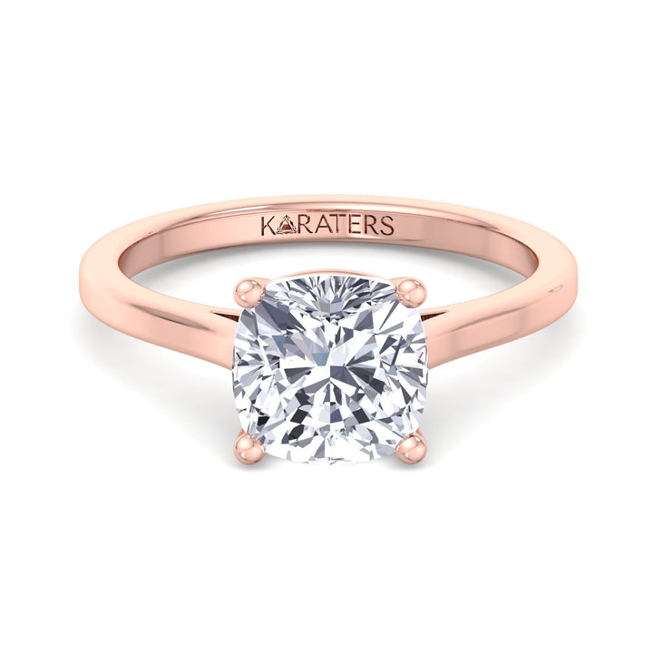 Cushion Solitaire Lab Grown Diamond Ring Rose