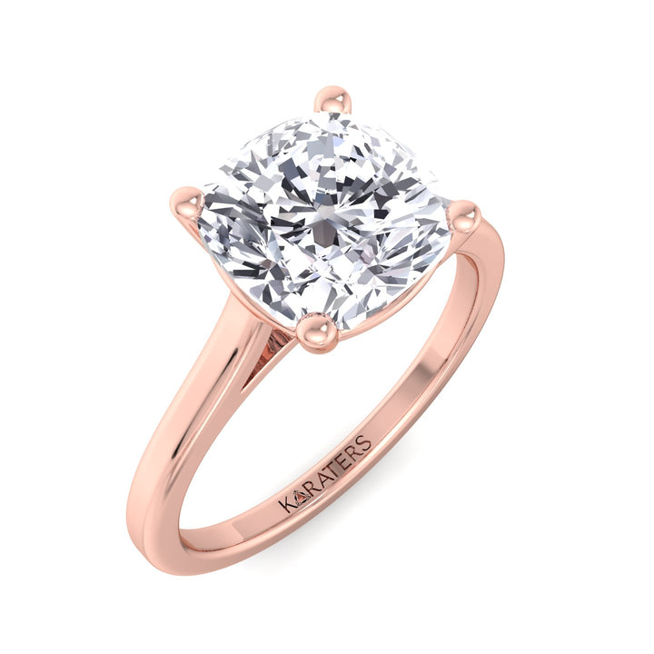 Cushion Solitaire Lab Grown Diamond Ring Rose Gold