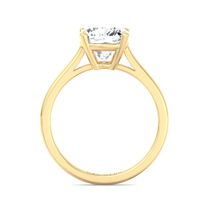 Cushion Solitaire Lab Grown Diamond Ring Yellow