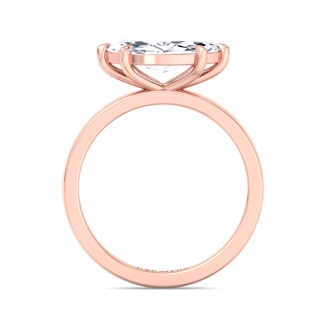 Echter-Marquise Cut Lab Rose Gold Diamond Engagement Ring, Profile