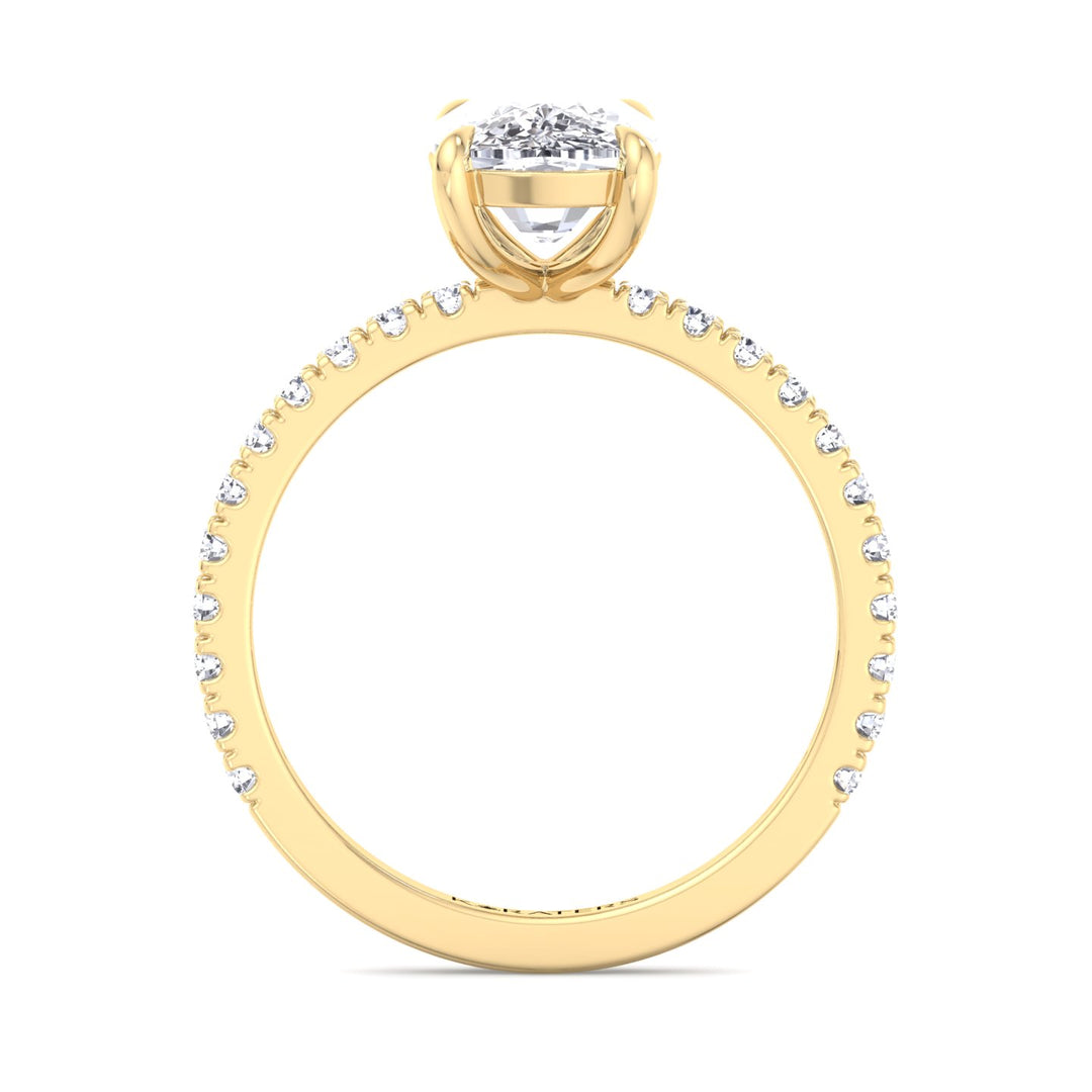 Elongated Cushion Lab Diamond Ring Sidestones Yellow, Profile