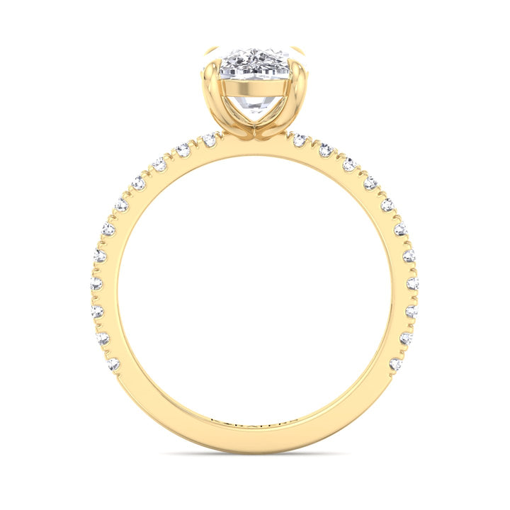 Elongated Cushion Lab Diamond Ring Sidestones Yellow, Profile
