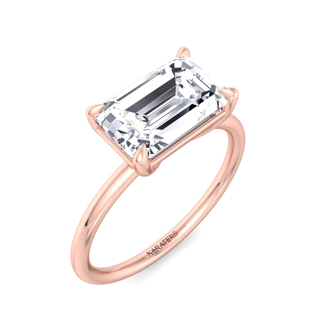 Emerald Lab Diamond Solitaire with East-West Rose