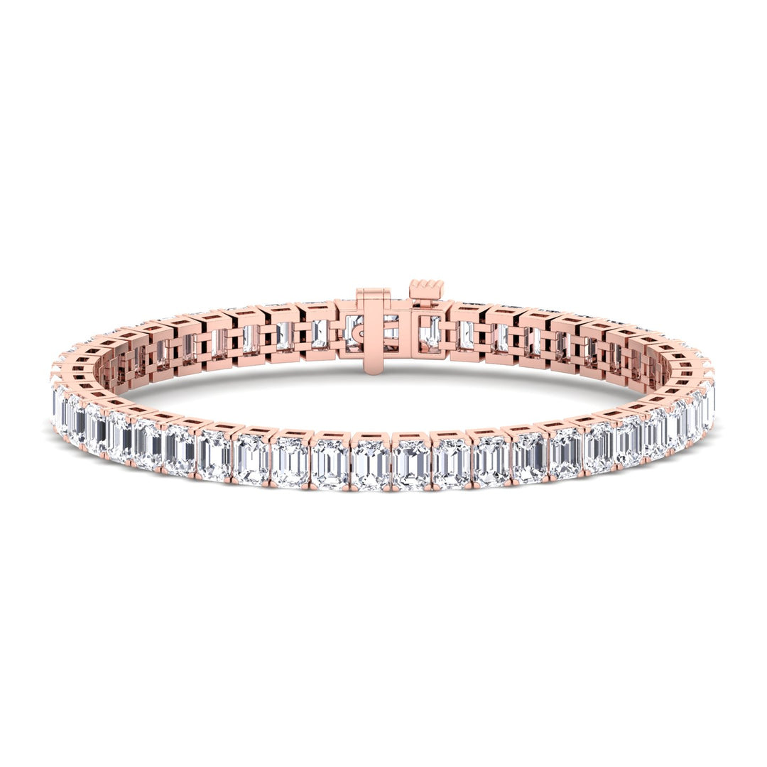 Emerald Lab Diamond Tennis Bracelet 14K Rose Gold