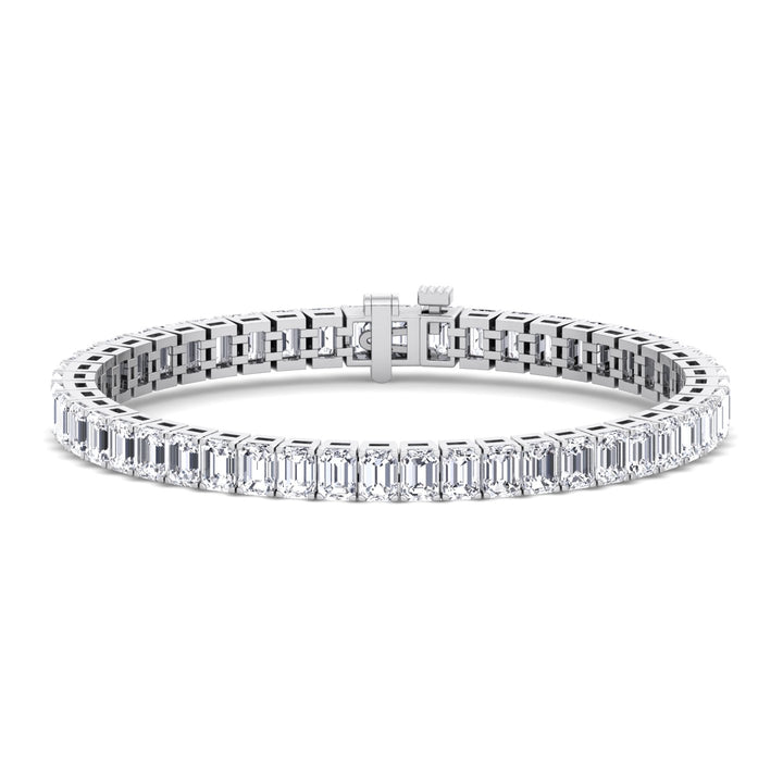 Emerald Lab Diamond Tennis Bracelet 14K White Gold