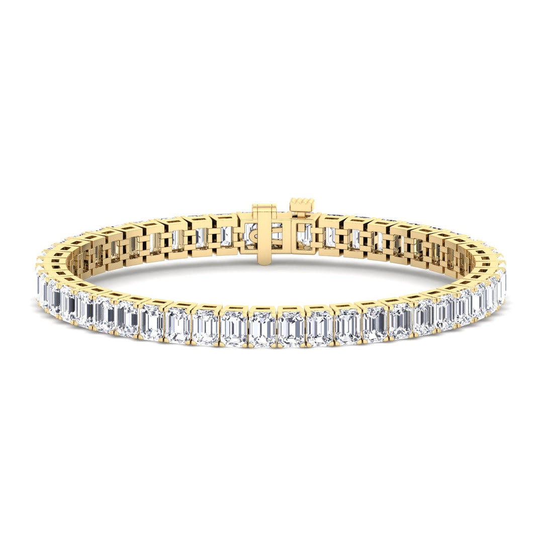 Emerald Lab Diamond Tennis Bracelet 14K Yellow