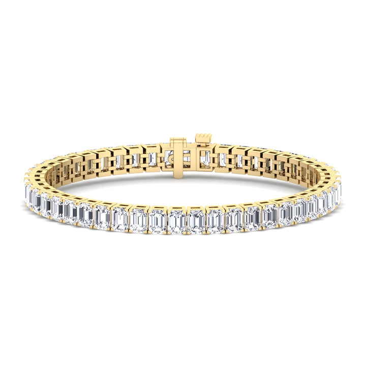 Emerald Lab Diamond Tennis Bracelet 14K Yellow