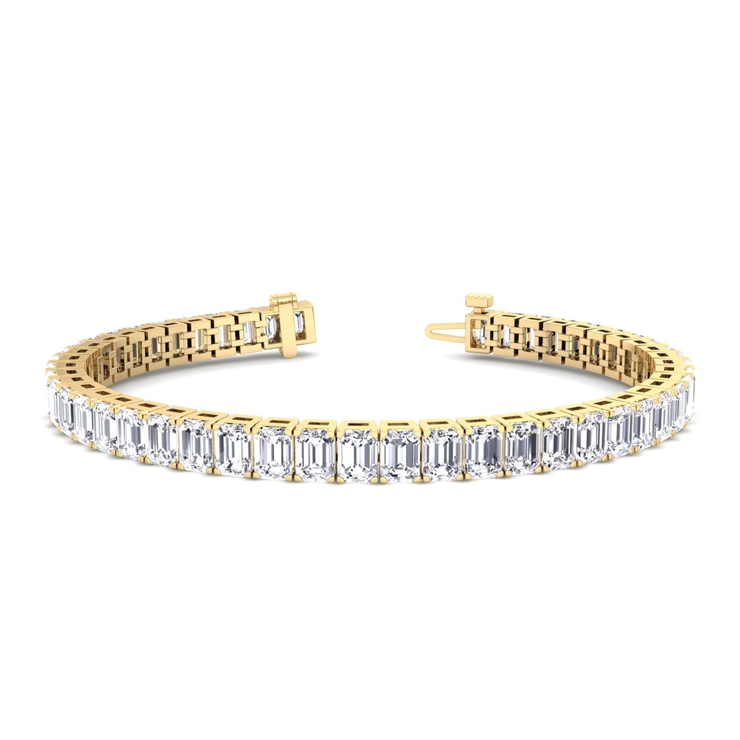 Emerald Lab Diamond Tennis Bracelet 14K Yellow Gold