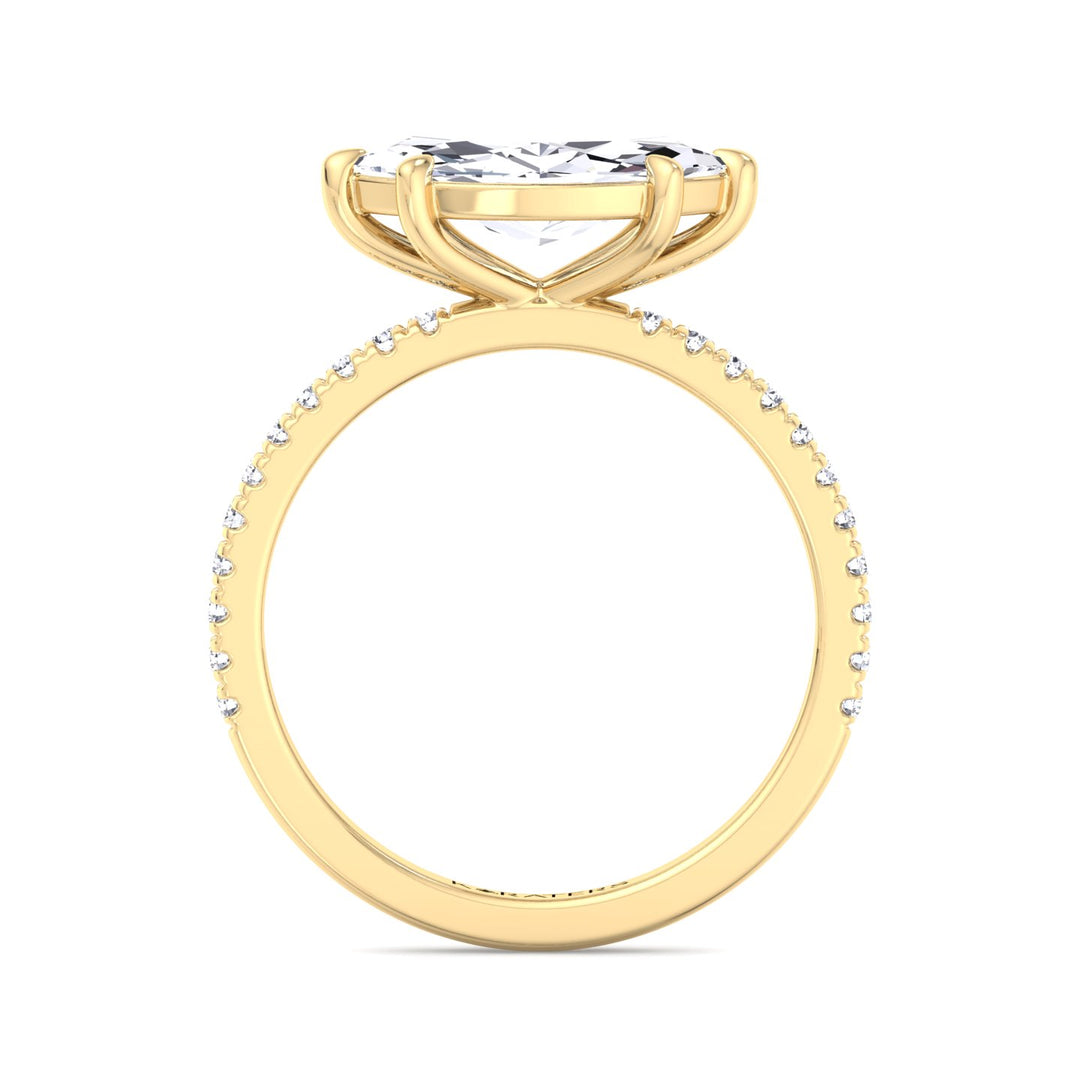 Enzian-East To West Marquise Cut Lab Yellow Gold Diamond Ring, Profile
