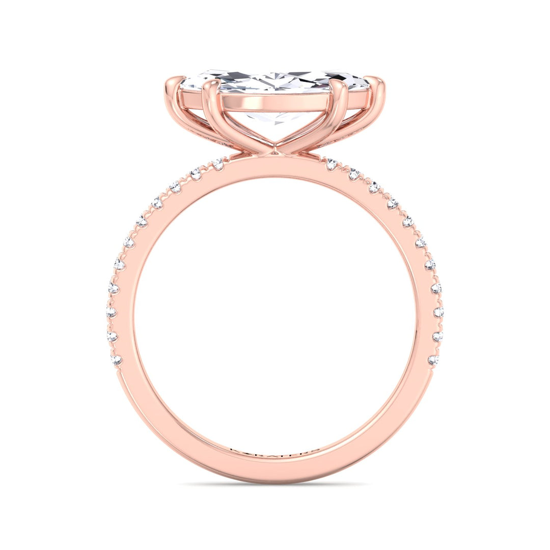 Enzian-East To West Marquise Lab Rose Gold Diamond Ring, Profile