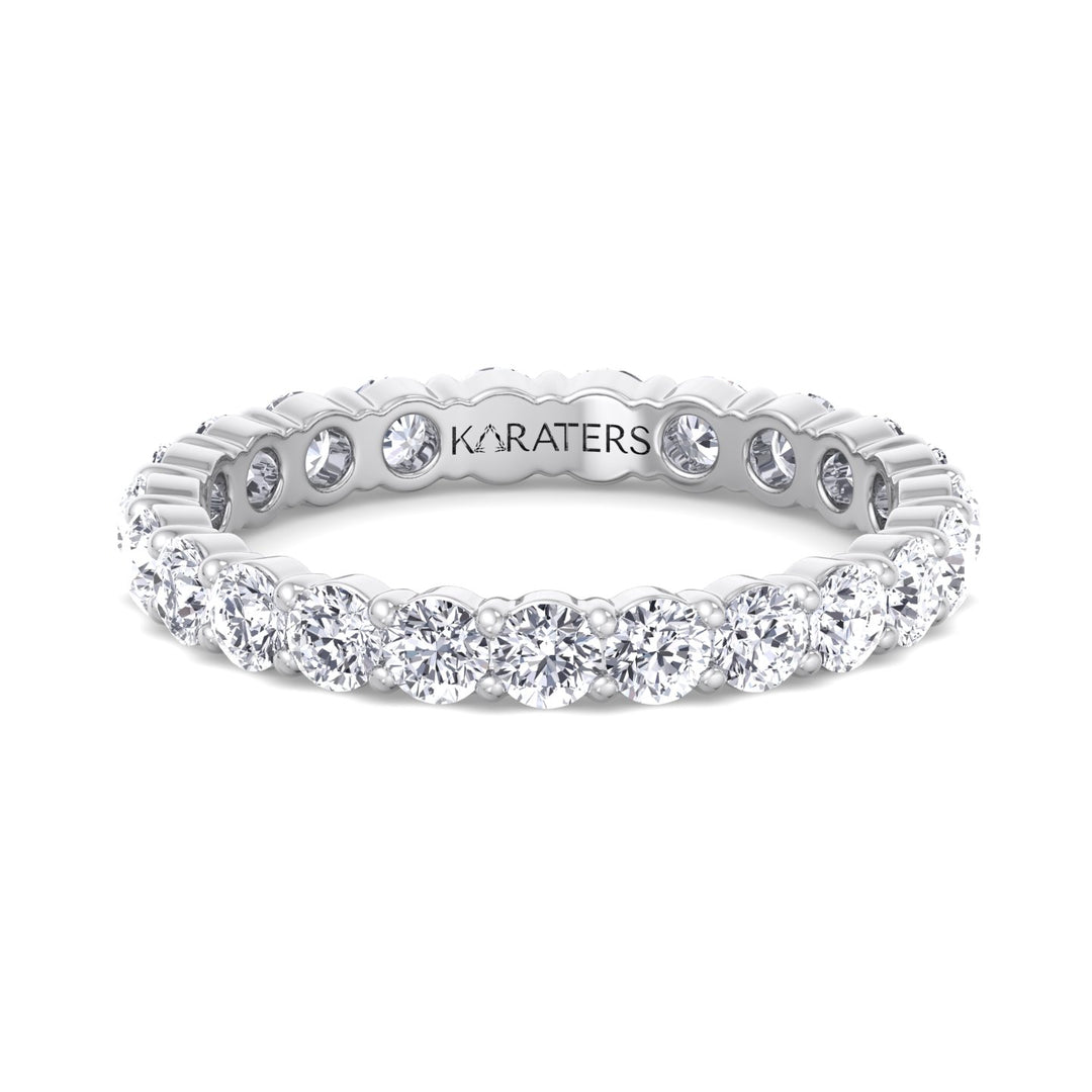 Guernica-Round Lab White Gold Diamond-U Prong Eternity Band, Front