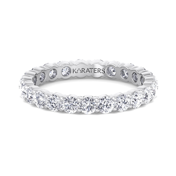 Guernica-Round Lab White Gold Diamond-U Prong Eternity Band, Front