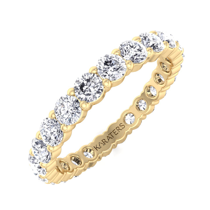 Guernica-Round Lab Yellow Gold Diamond Eternity Band, Tilted