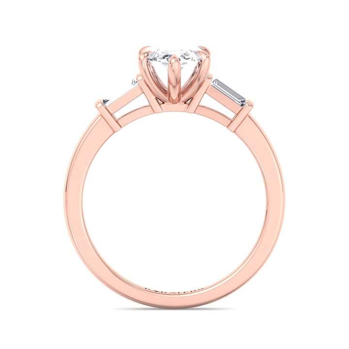 Iris-Marquise Cut Lab Rose Gold Diamond Engagement Ring, Profile