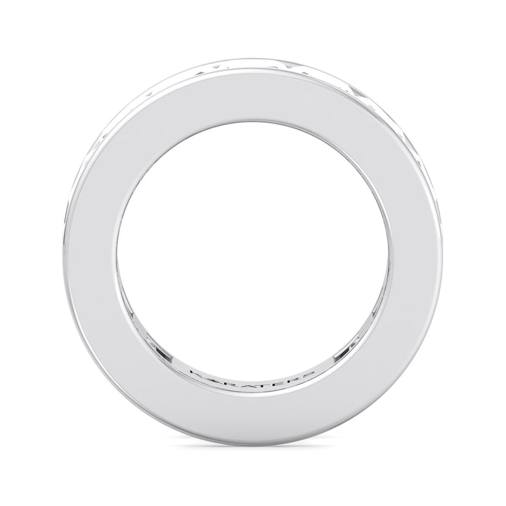 Jumilla-Channel Set Emerald Lab White Gold Diamond Eternity Band, Profile