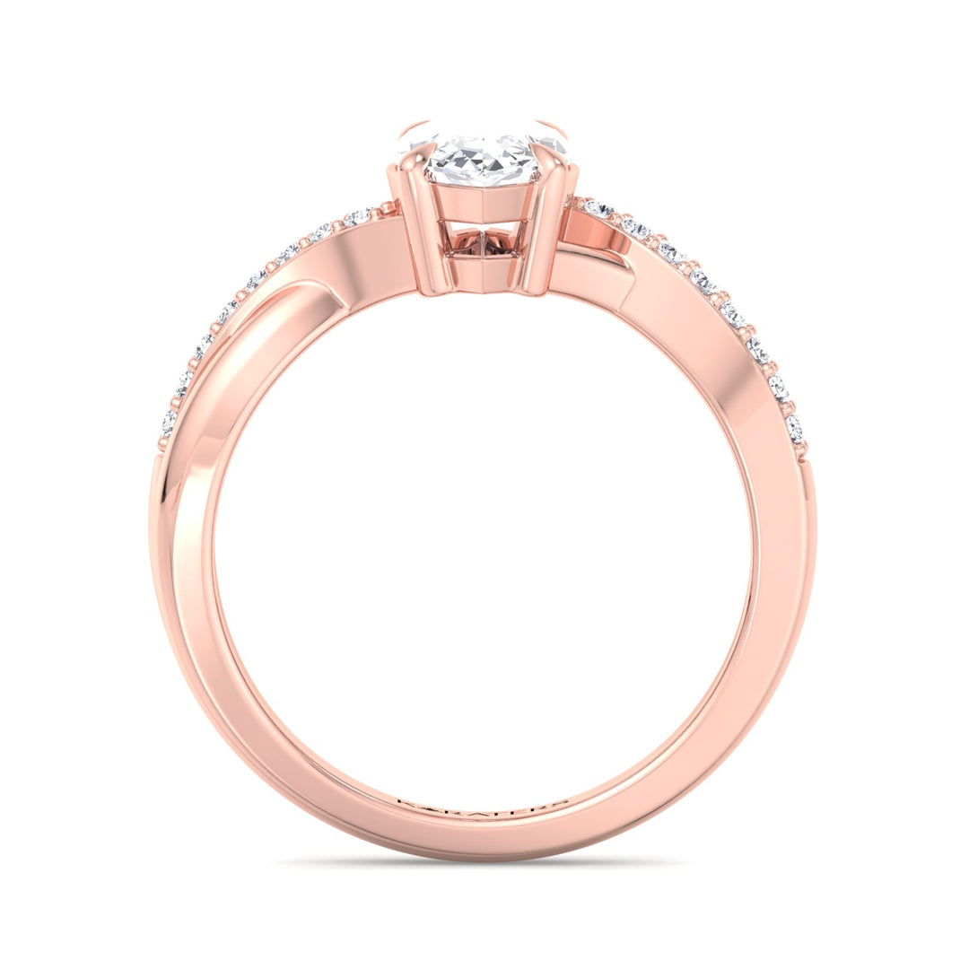 Lobelie-Marquise Cut Lab Rose Gold Twist Band Diamond Engagement Ring, Profile