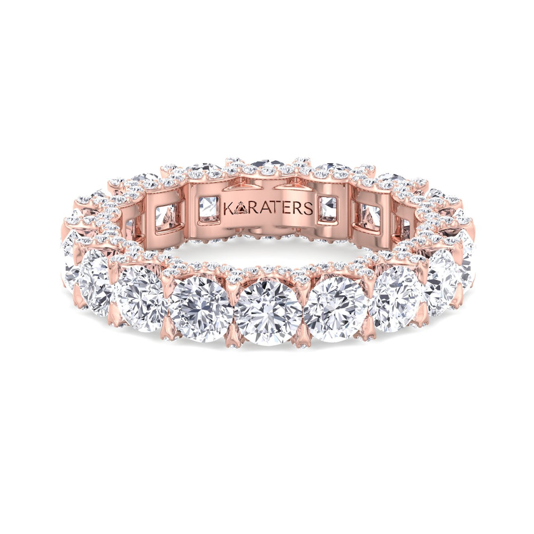 Luarca-Round Lab Rose Gold Diamond Band With Halo, Front