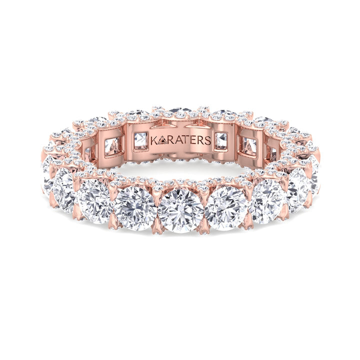 Luarca-Round Lab Rose Gold Diamond Band With Halo, Front