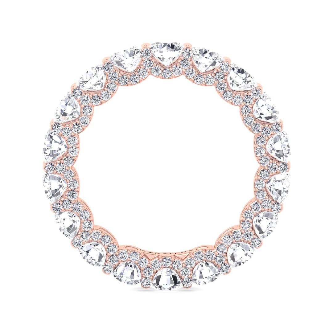 Luarca-Round Lab Rose Gold Diamond Band With Halo, Profile