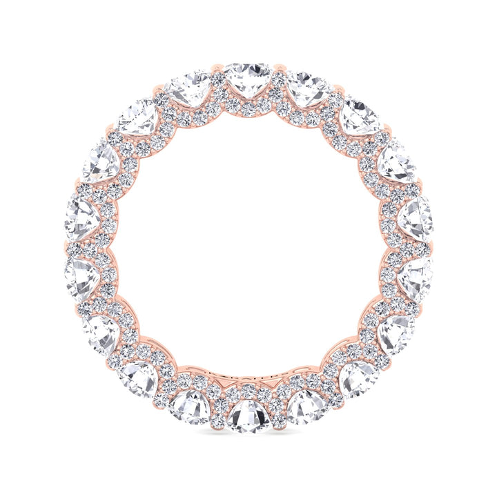 Luarca-Round Lab Rose Gold Diamond Band With Halo, Profile