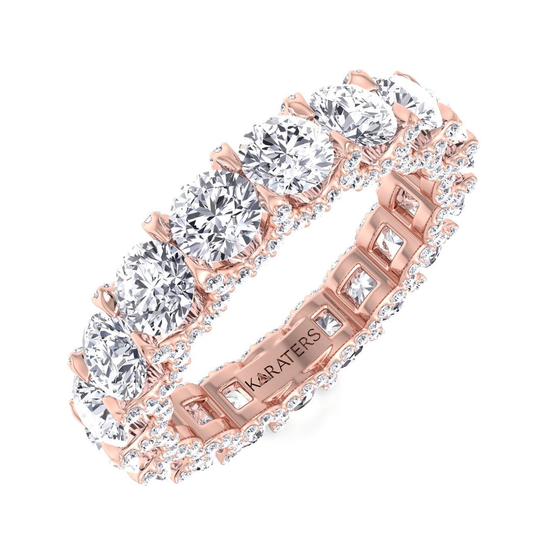 Luarca-Round Lab Rose Gold Diamond Band With Halo, Top Down