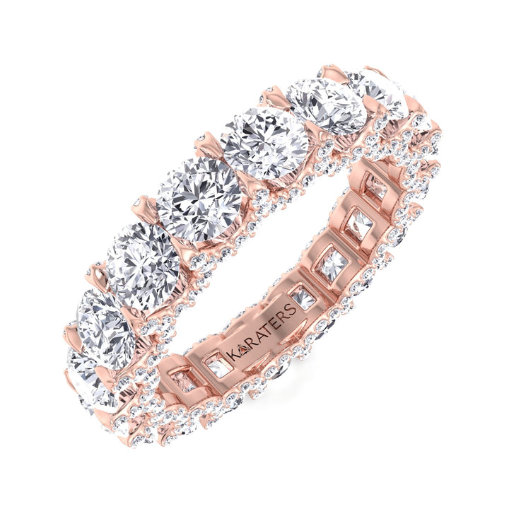 Luarca-Round Lab Rose Gold Diamond Band With Halo, Top Down