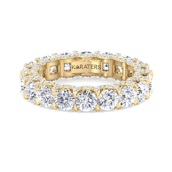 Luarca-Round Lab Yellow Gold Diamond Eternity Band, Front