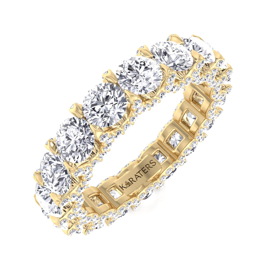 Luarca-Round Lab Yellow Gold Diamond Eternity Band, Tilted