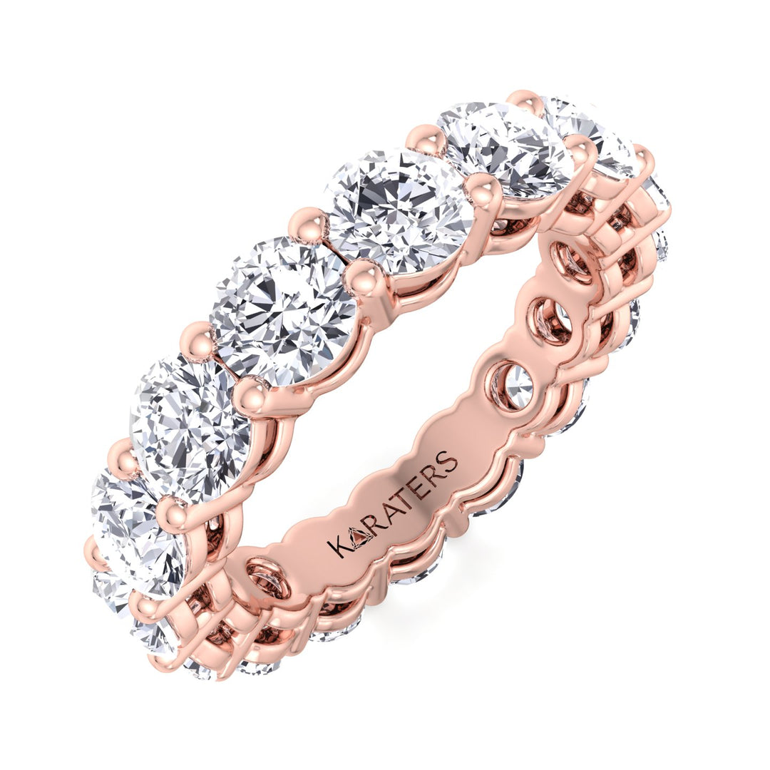 Mieres-Classic Round Lab Rose Gold Diamond Eternity Band, Top Down